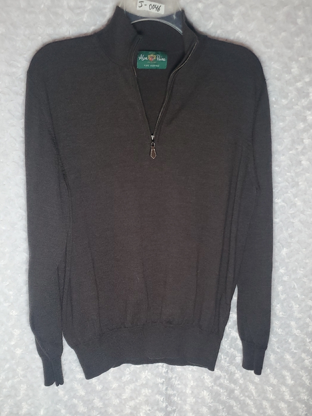 Alan Paine Men’s Charcoal Zip-Neck Sweater L